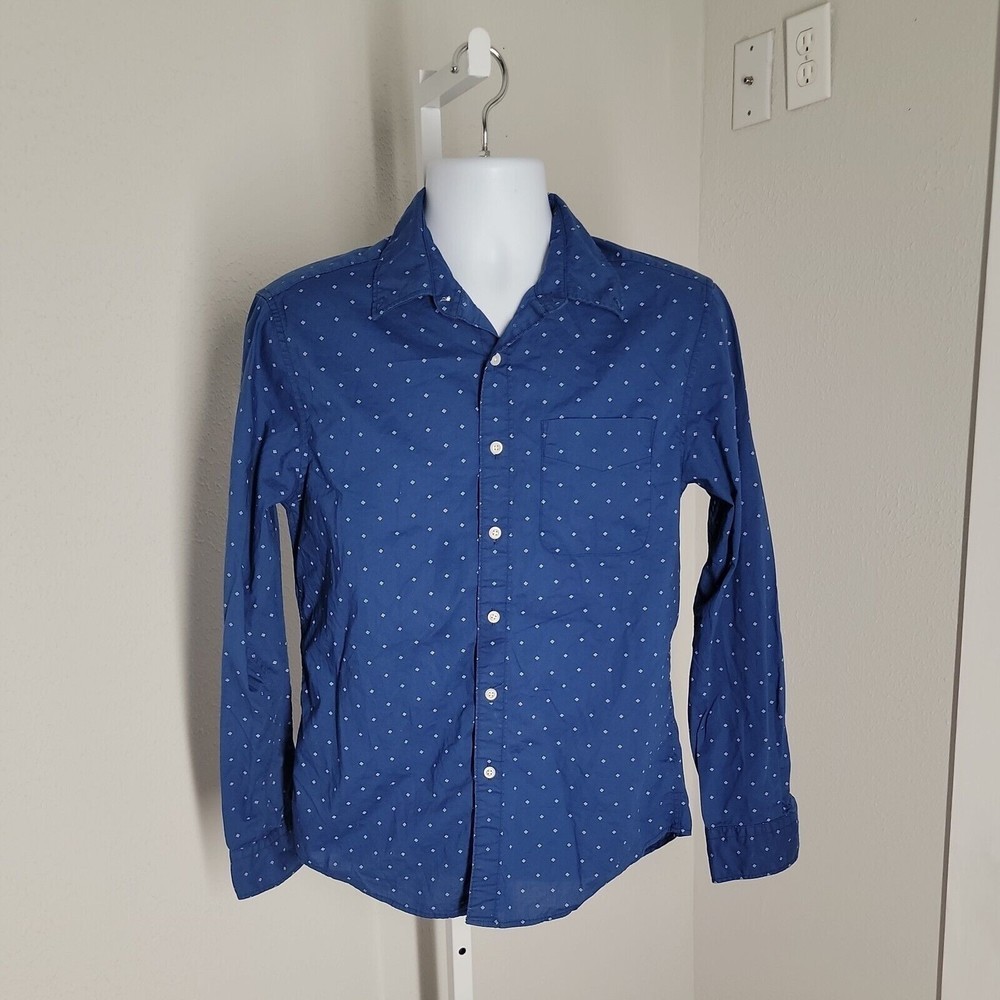 American Eagle Classic Fit Collared Shirt ~ Sz S ~ Blue & White ~ Long Sleeve